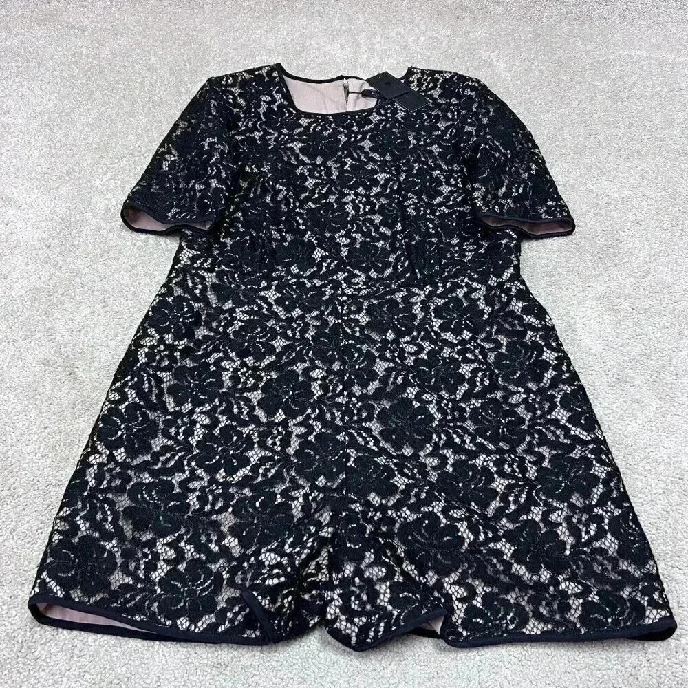 BCBGMAXAZRIA Romper Haile Women’s Black Short Sleeve Size Medium NWT